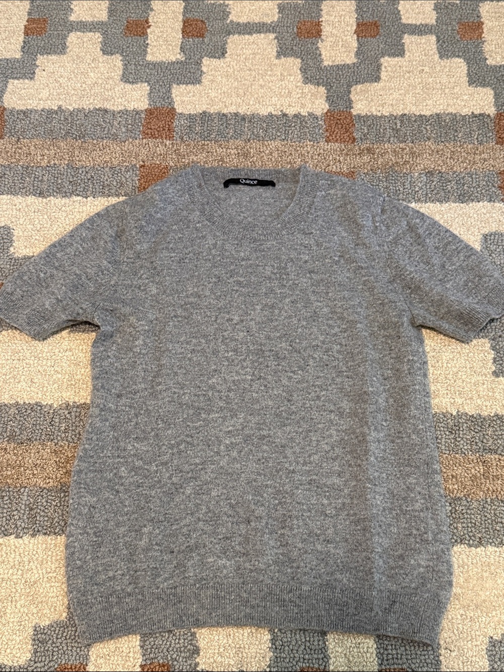 Quince Mongolian Cashmere Tee Heather Gray Size M